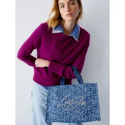 Tote Bag Large LIU JO in Denim stampa Animalier