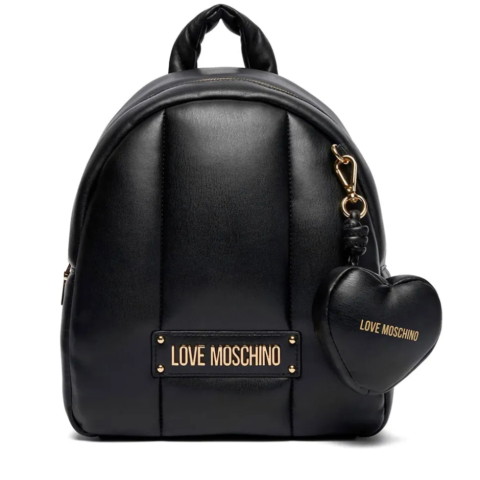 Zaino Donna LOVE MOSCHINO linea Puffy Logo Trapuntato Imbottito Nero