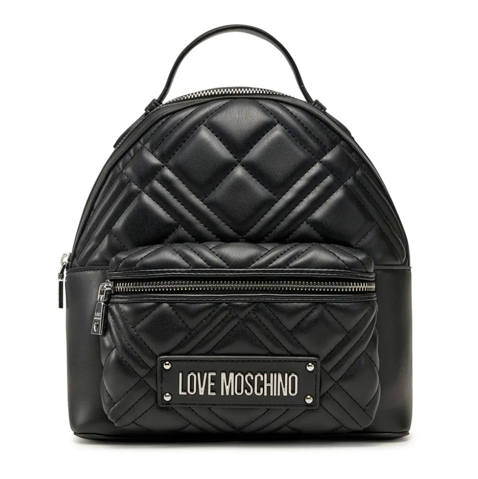 Zaino Donna LOVE MOSCHINO linea Quilted Trapuntato Nero e Nikel