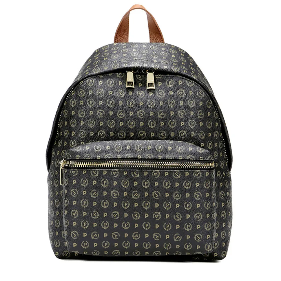 Zaino Donna POLLINI linea Heritage Logo Classic Nero e Marrone