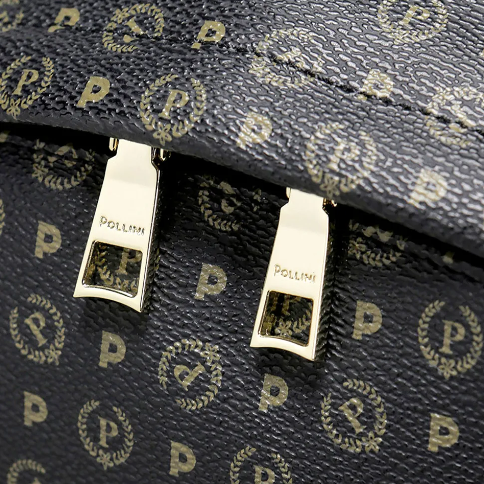Zaino Donna POLLINI linea Heritage Logo Classic Nero e Marrone